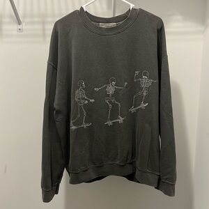 Urban outfitters grey skateboard skeleton crewneck